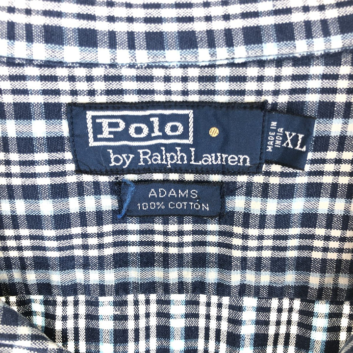 90'S Ralph Lauren POLO by Ralph Lauren ADAMS Check Pattern Short Sleeve Open Collar Cotton Shirt Men's XL Vintage /eaa453540