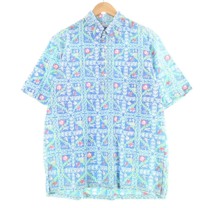 90'S Reyn Spooner Swimsuit Tag Bikini Tag All-Over Print Pullover Button-Down Hawaiian Aloha Shirt Men's L /eaa453769