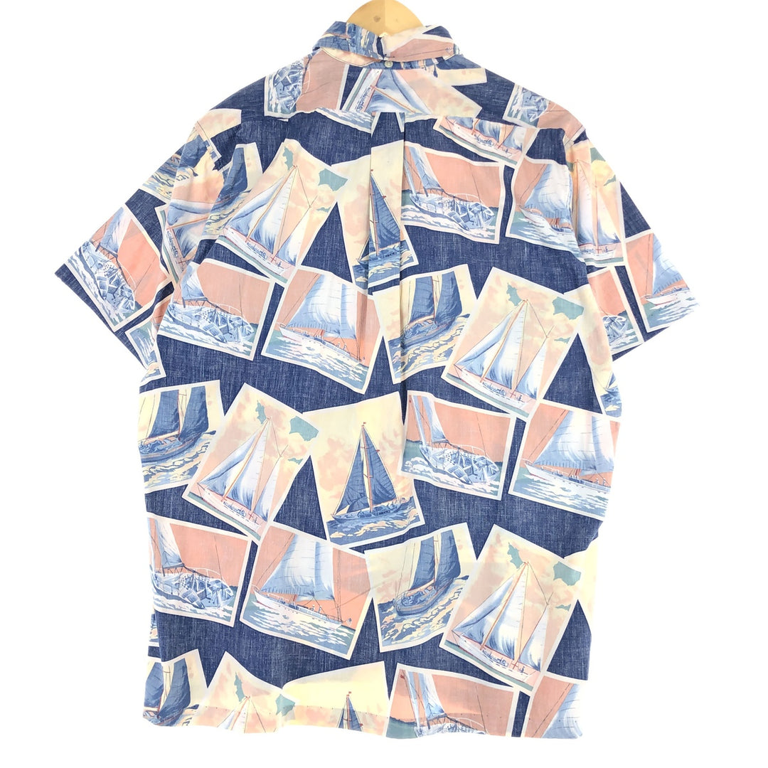 90'S Reyn Spooner Swimsuit Tag Bikini Tag All-Over Yacht Pattern Pullover Button-Down Hawaiian Aloha Shirt Men's M /eaa453772