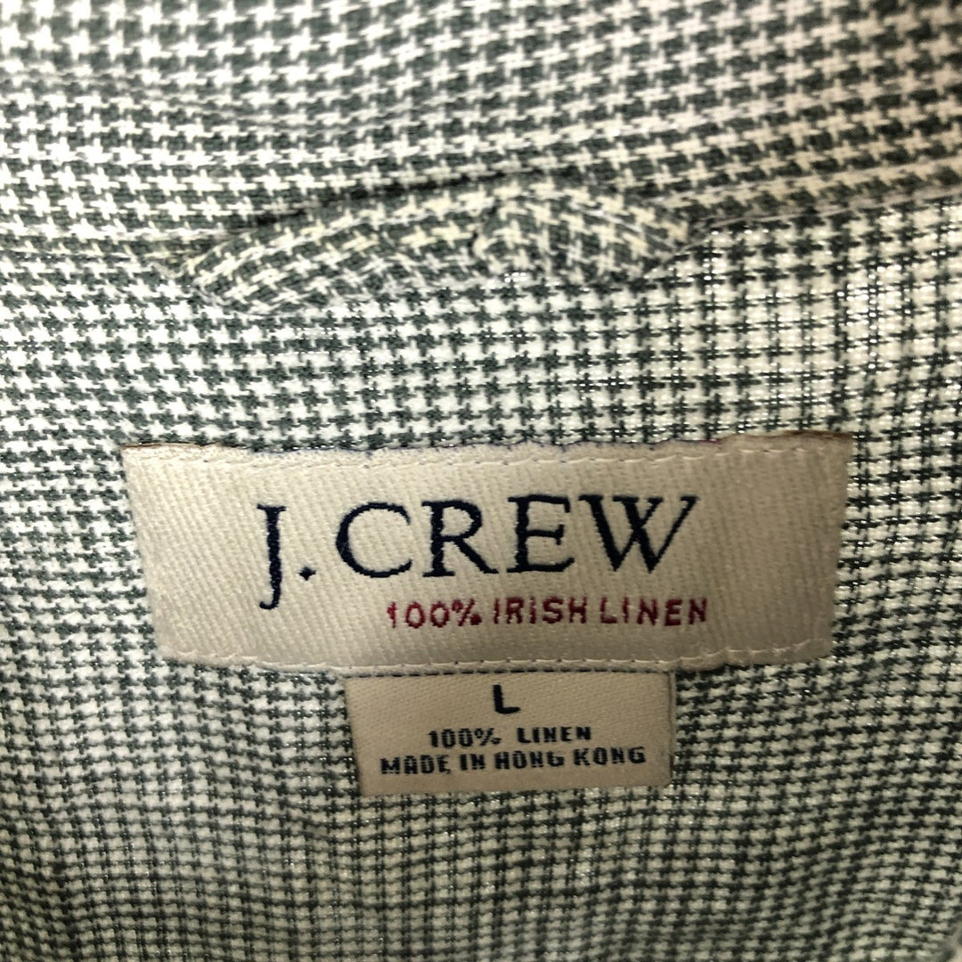 J.Crew Houndstooth Pattern Long Sleeve Linen Button Down Shirt Men's L /eaa454021