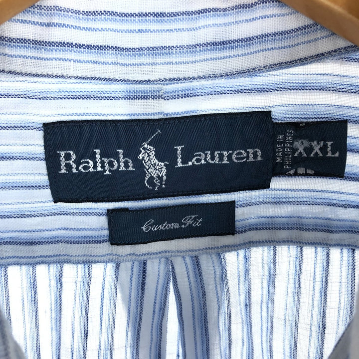 Ralph Lauren CUSTOM FIT Stripe Pattern Long Sleeve Linen Button Down Shirt Men's XXL /eaa454026