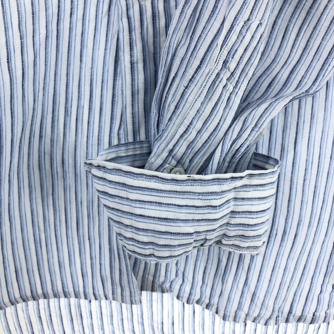 Ralph Lauren CUSTOM FIT Stripe Pattern Long Sleeve Linen Button Down Shirt Men's XXL /eaa454026