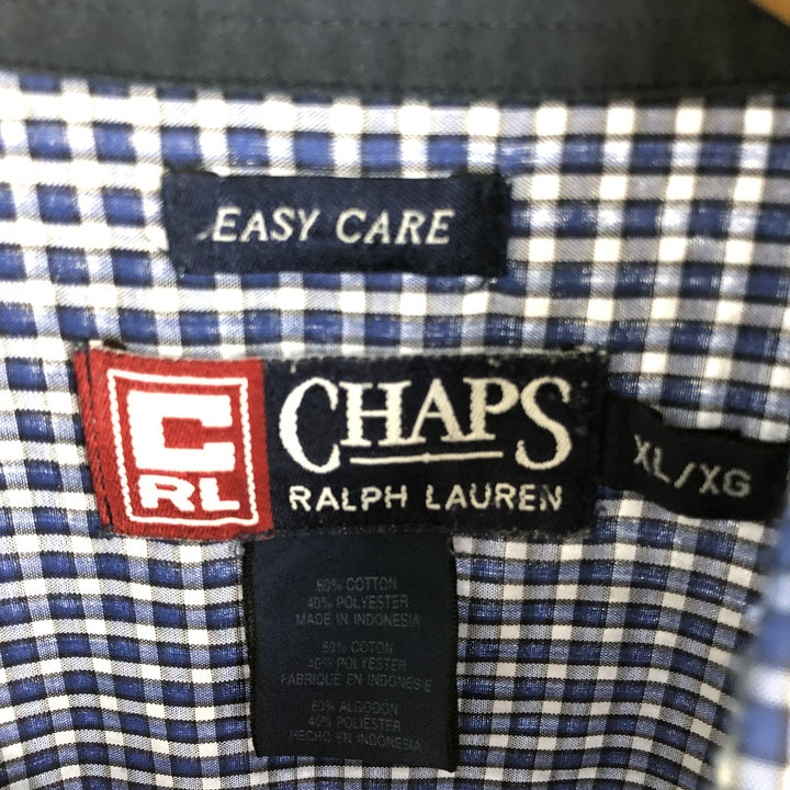 90'S Ralph Lauren CHAPS EASY CARE short sleeve button down check shirt men's XL vintage /eaa454235