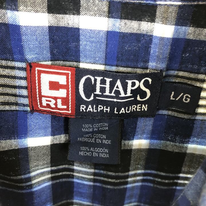 90'S Ralph Lauren CHAPS short sleeve button down check shirt men's L vintage /eaa454239