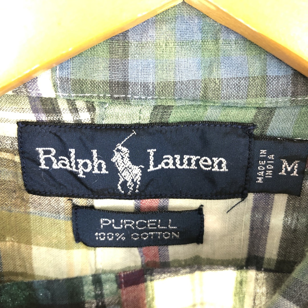 Ralph Lauren PURCELL patchwork long sleeve button down check shirt men's L /eaa454291