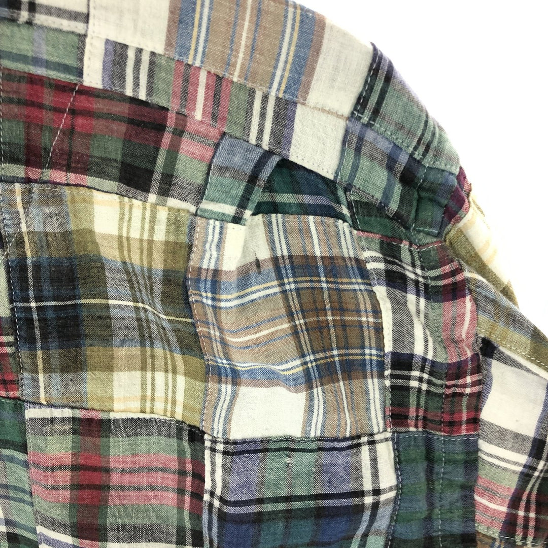 Ralph Lauren PURCELL patchwork long sleeve button down check shirt men's L /eaa454291