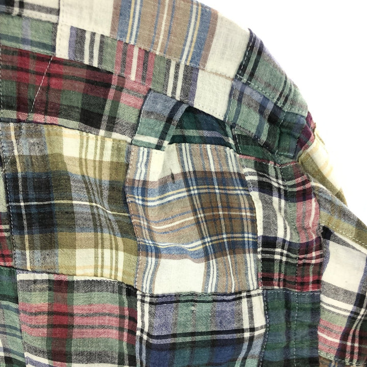 Ralph Lauren PURCELL patchwork long sleeve button down check shirt men's L /eaa454291