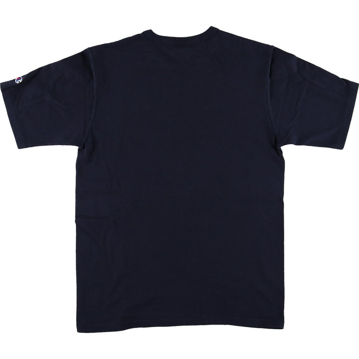 Champion Replica Bar Tag One Point Logo T-Shirt Men's M Size cotton navy blue type Vintage Second Hand