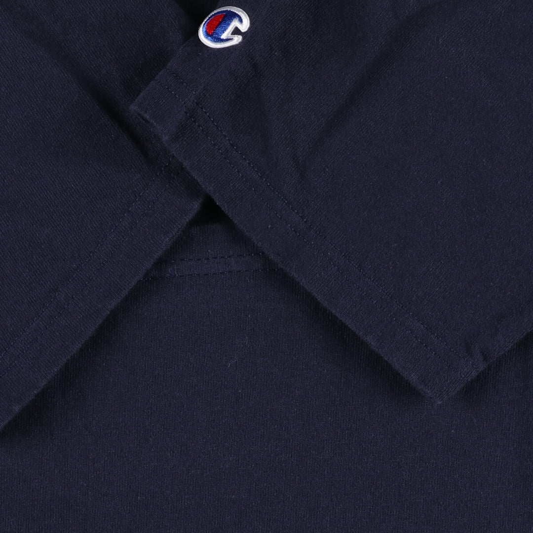 Champion Replica Bar Tag One Point Logo T-Shirt Men's M Size cotton navy blue type Vintage Second Hand