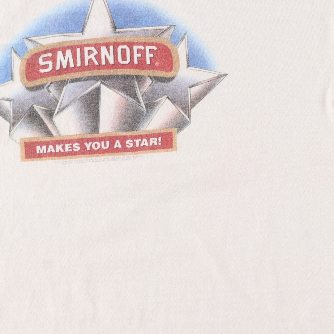 90'S Hanes BEEFY-T SMIRNOFF Advertising T-shirt Made in USA Men's L Vintage /eaa454413