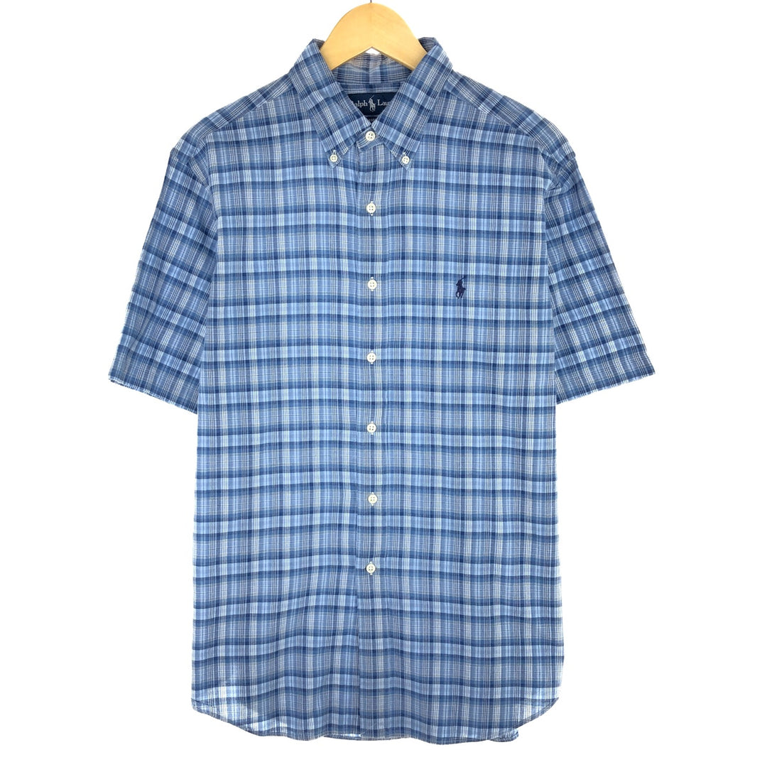 Ralph Lauren Classic Fit short sleeve button down check shirt for men, size L /eaa454624