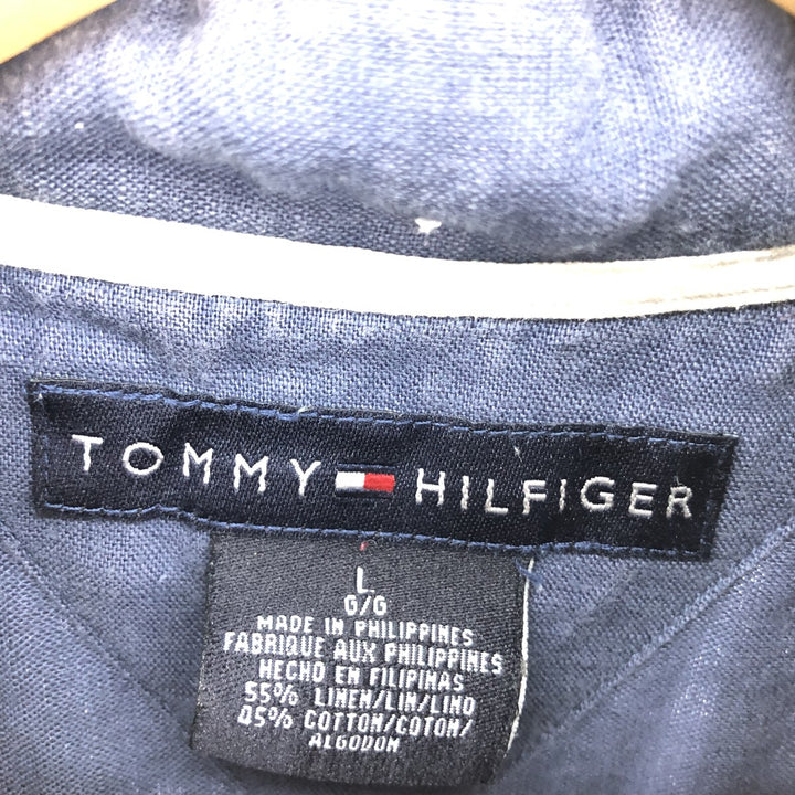 00'S Tommy Hilfiger TOMMY HILFIGER Button-down short-sleeve linen x cotton shirt Men's L/eaa454678