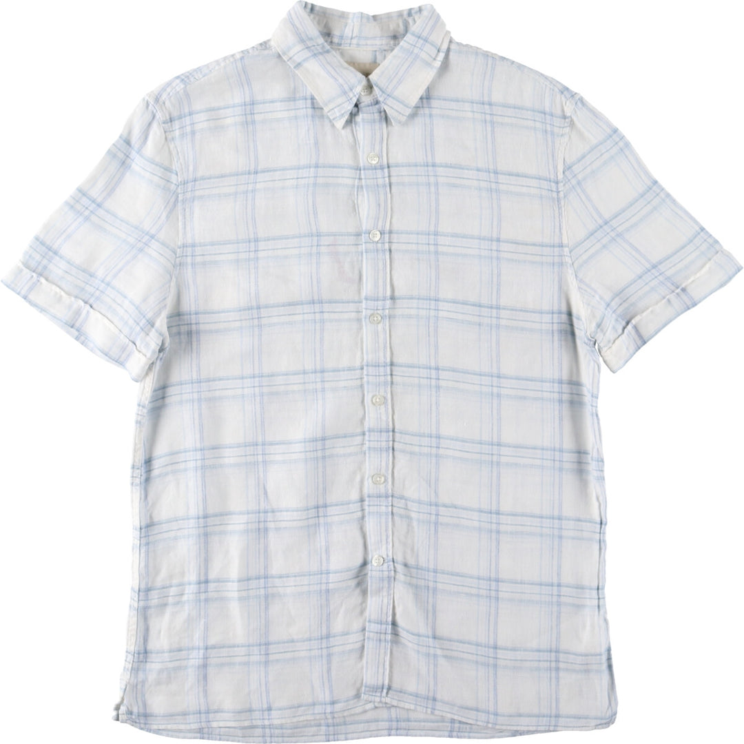 GAP Check Pattern Short Sleeve Linen Shirt Men's S /eaa454681