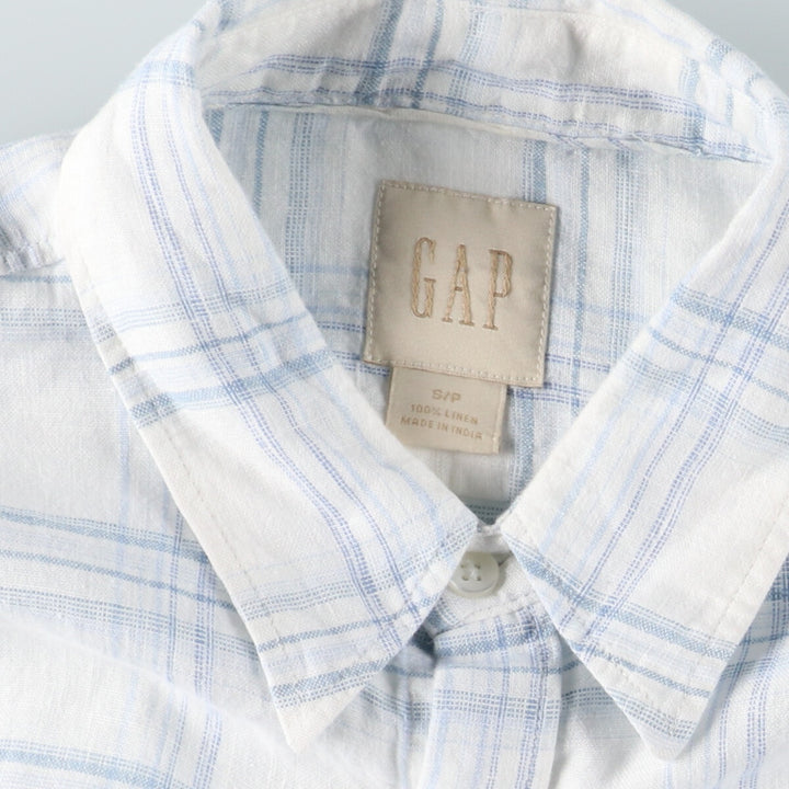 GAP Check Pattern Short Sleeve Linen Shirt Men's S /eaa454681