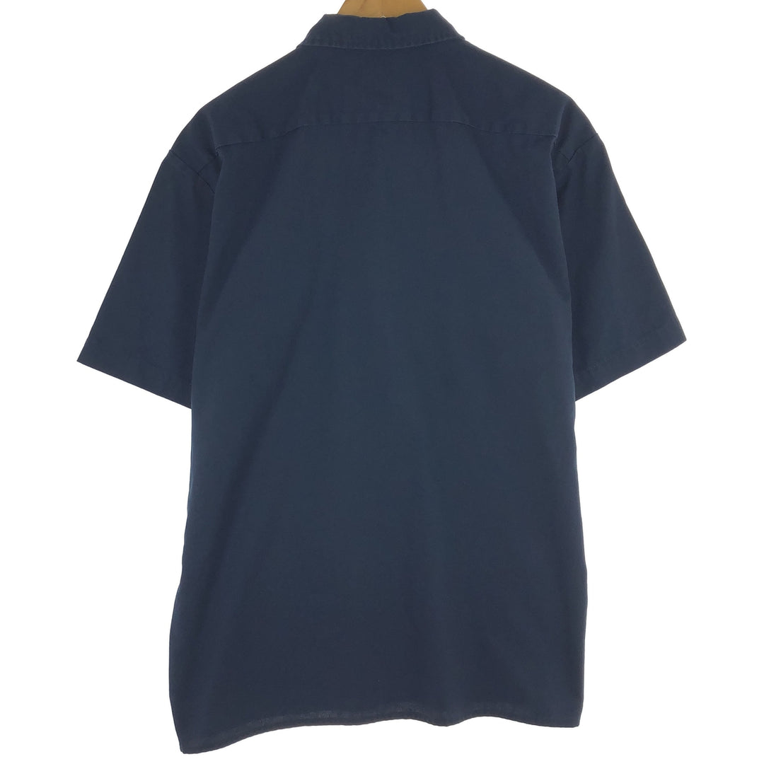 Dickies Short Sleeve Work Shirt, Men's L polyester navy blue type Vintage Second Hand
