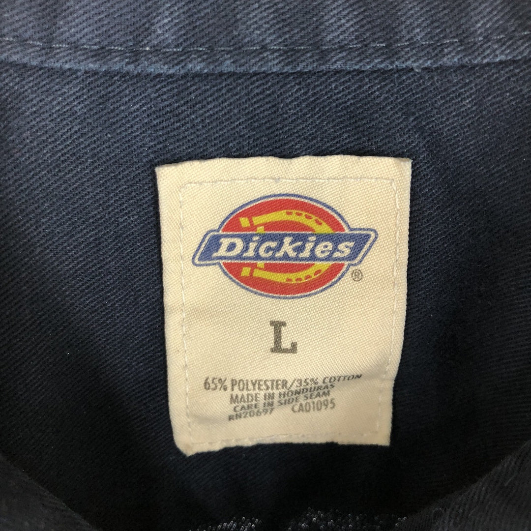Dickies Short Sleeve Work Shirt, Men's L polyester navy blue type Vintage Second Hand