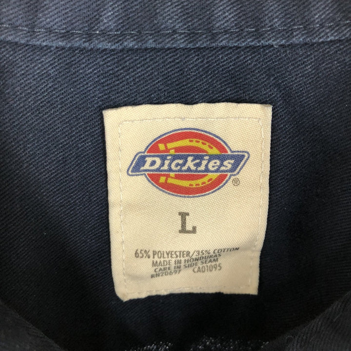 Dickies Short Sleeve Work Shirt, Men's L polyester navy blue type Vintage Second Hand