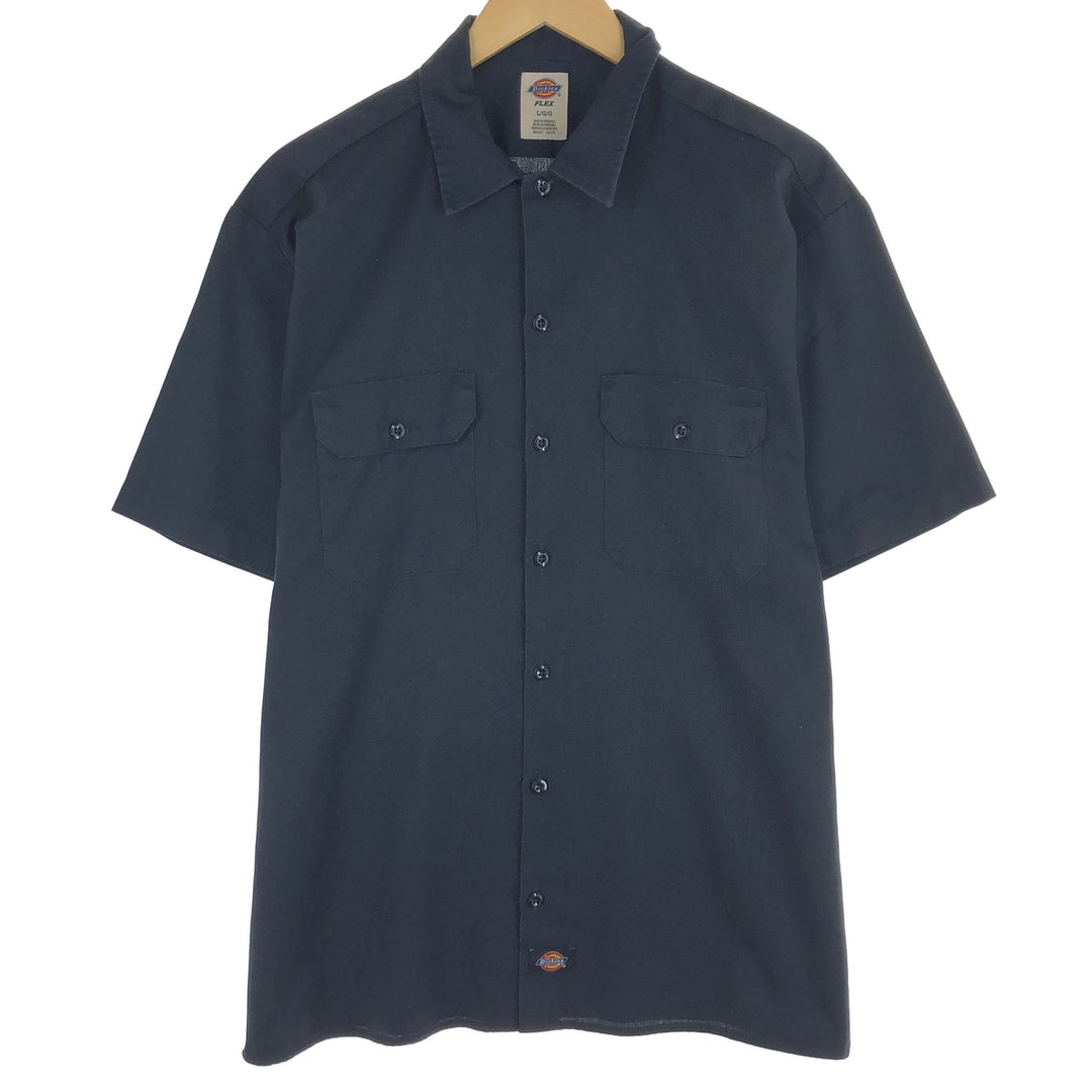 Dickies Short Sleeve Work Shirt, Men's XL polyester black type Vintage Second Hand