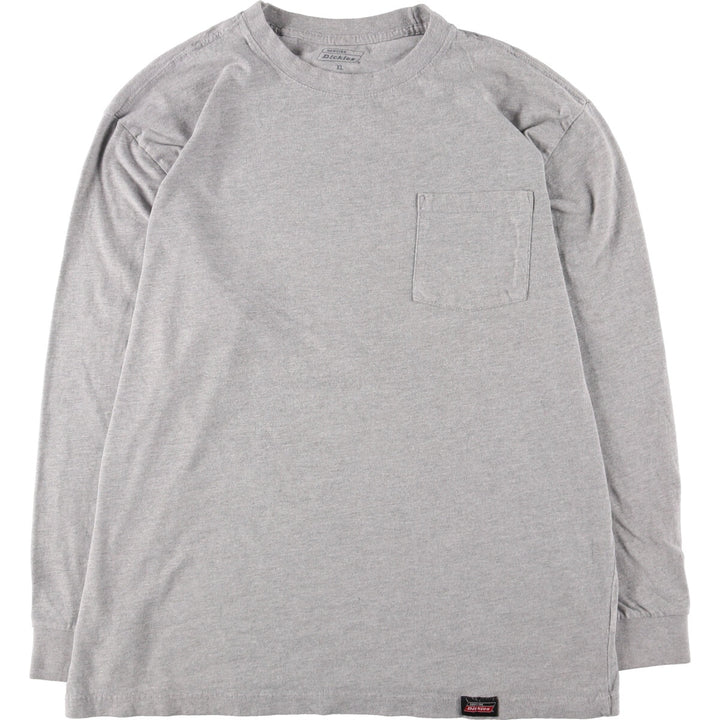 Dickies Plain Pocket Long T-Shirt, Men's XL cotton gray type Vintage Second Hand