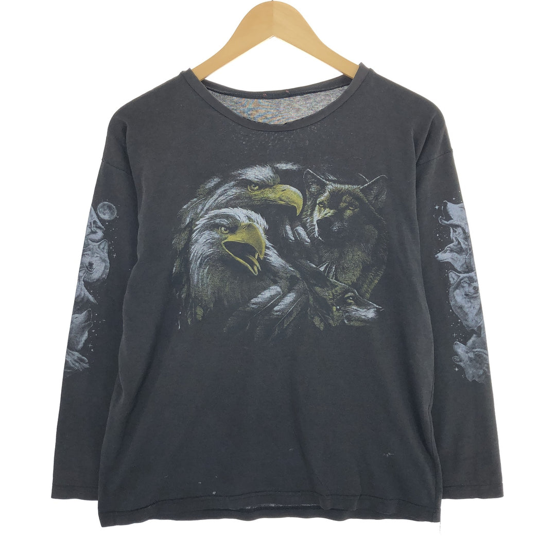 Eagle Pattern Wolf Pattern Long T-shirt Long T Men's M /eaa454807