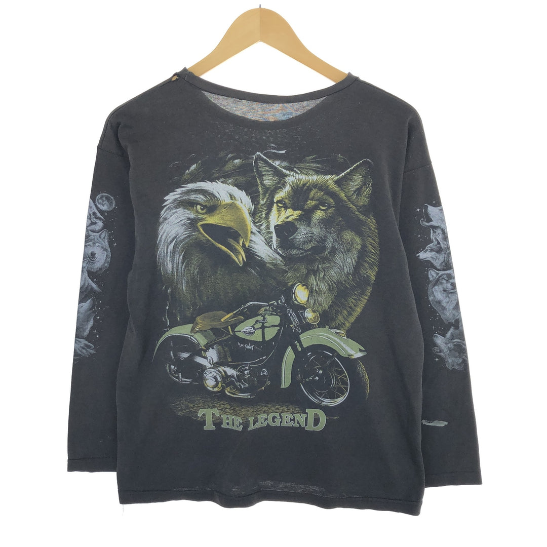 Eagle Pattern Wolf Pattern Long T-shirt Long T Men's M /eaa454807