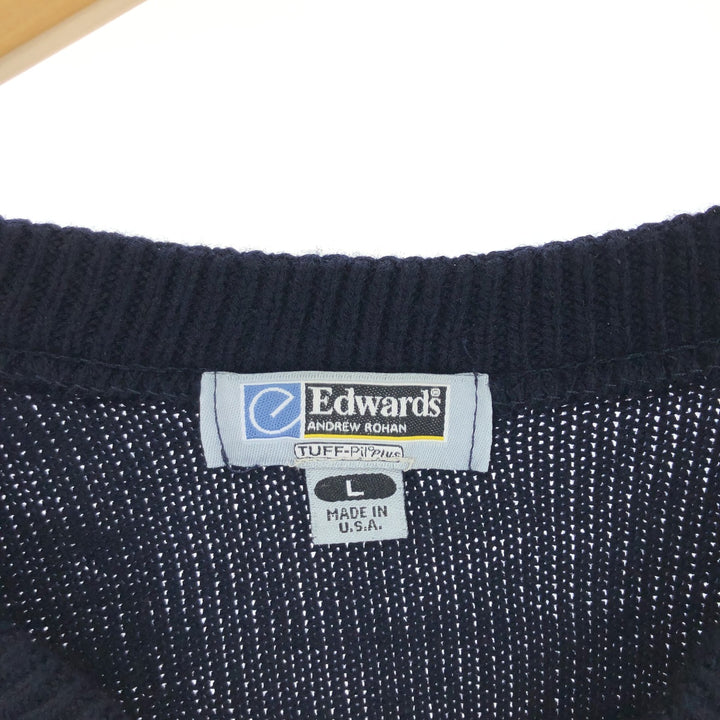 Edwards V-neck acrylic knit vest made in USA, men's L /eaa454945