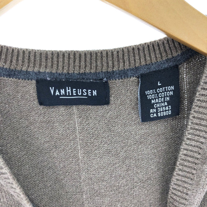 VAN HEUSEN V-neck cotton knit vest, men's L /eaa454948