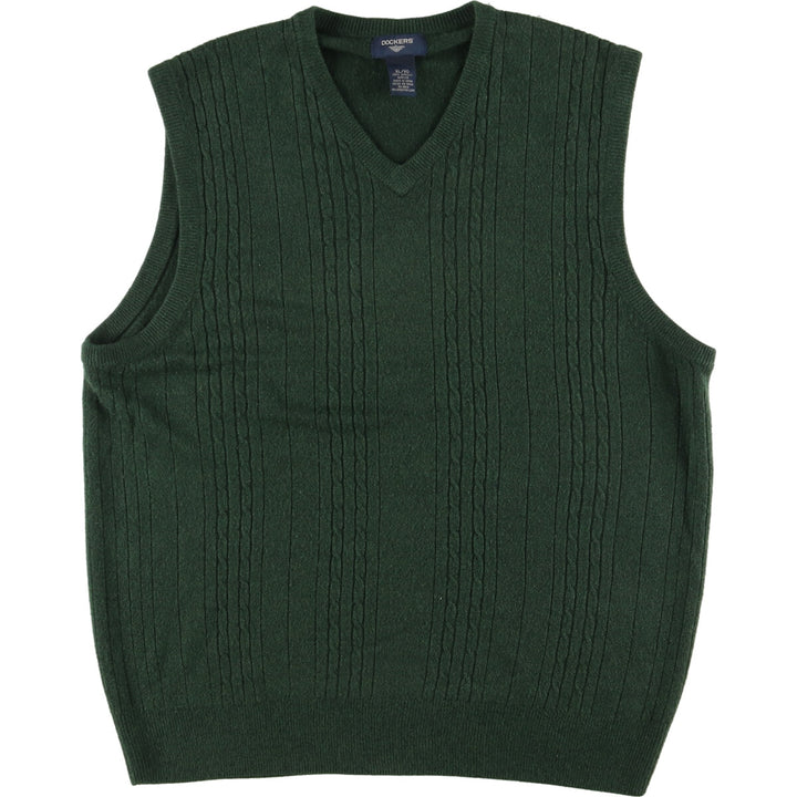 DOCKESR Cable Knit V-Neck Acrylic Knit Vest Men's XL /eaa454950