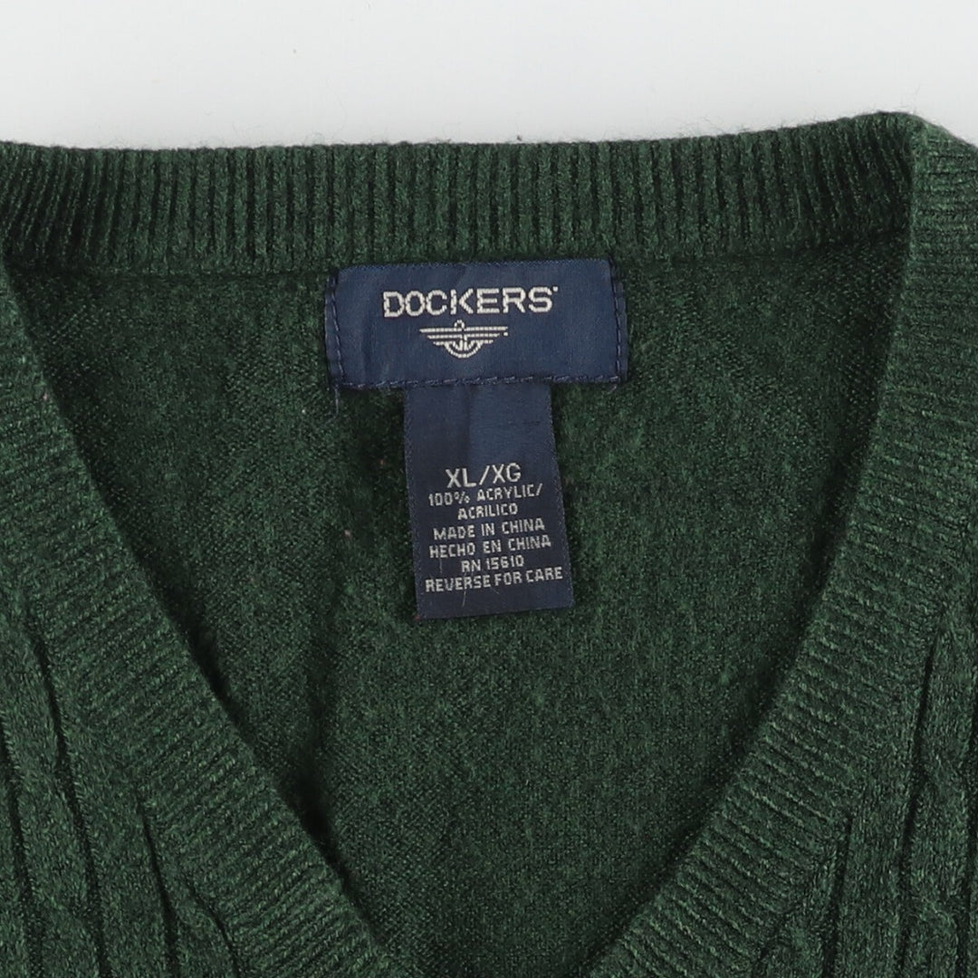 DOCKESR Cable Knit V-Neck Acrylic Knit Vest Men's XL /eaa454950