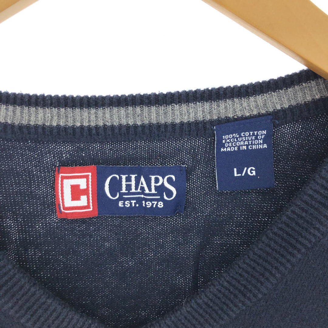 CHAPS V-neck cotton knit vest, men's L /eaa454954