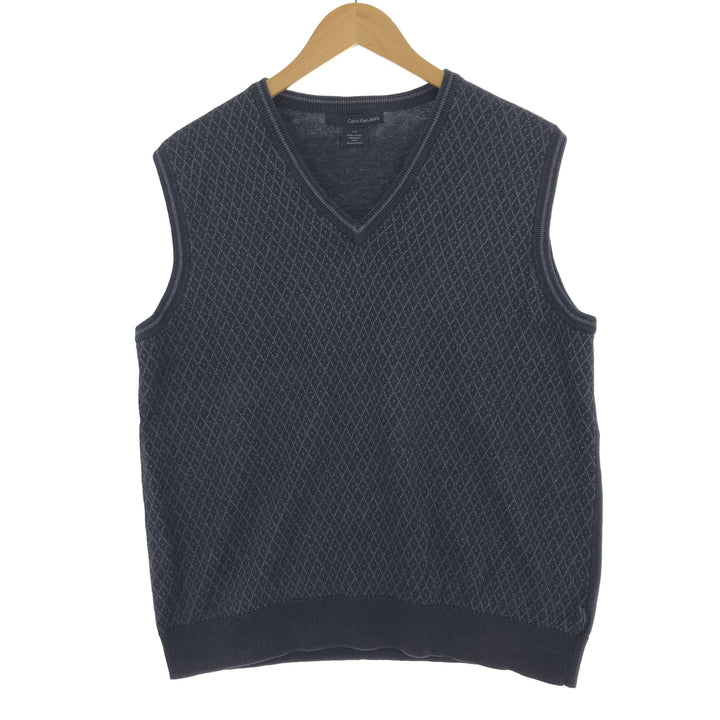 Calvin Klein Diamond Pattern V-neck Cotton Knit Vest Men's L /eaa454955