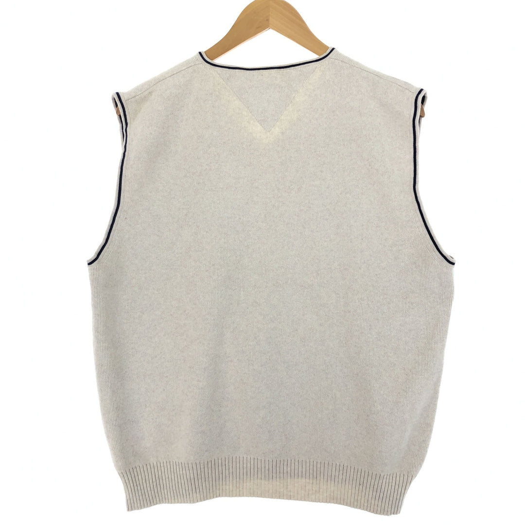 00'S Tommy Hilfiger V-neck cotton knit vest XL cotton ivory Vintage Second Hand