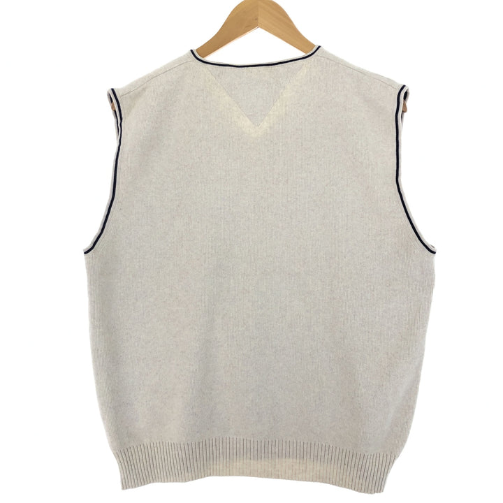 00'S Tommy Hilfiger V-neck cotton knit vest XL cotton ivory Vintage Second Hand