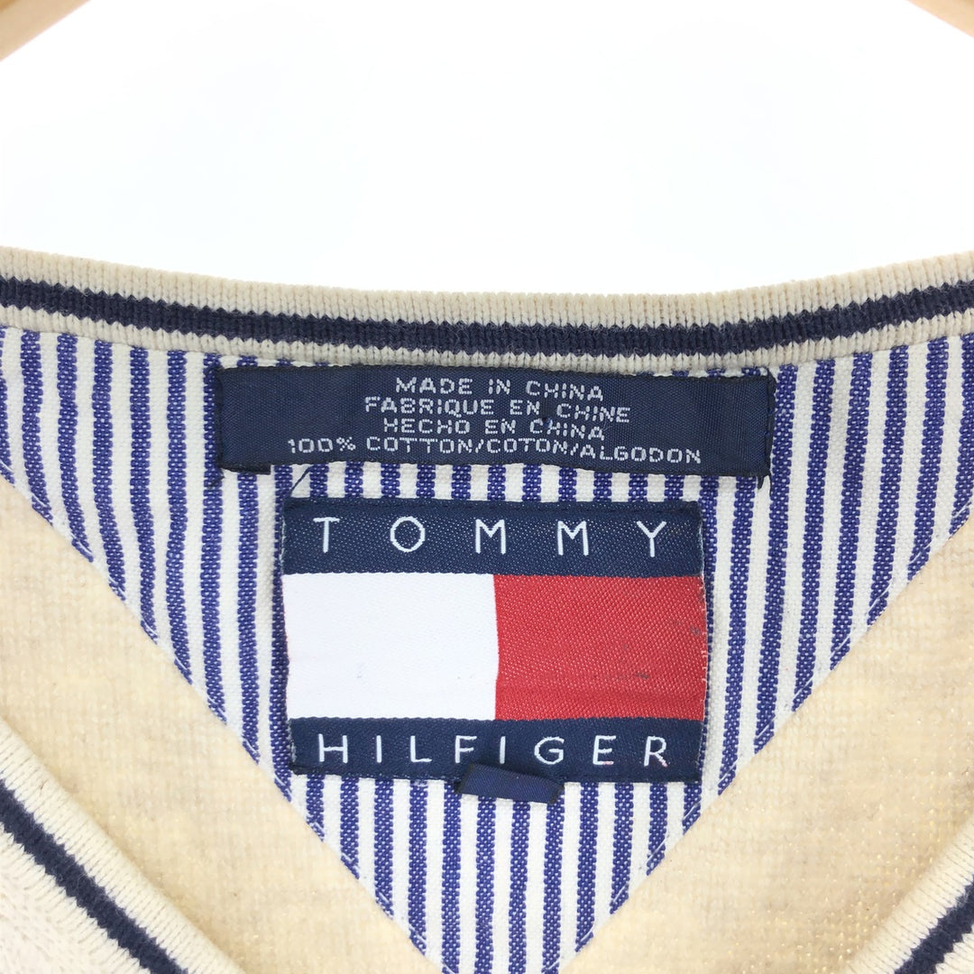 00'S Tommy Hilfiger V-neck cotton knit vest XL cotton ivory Vintage Second Hand