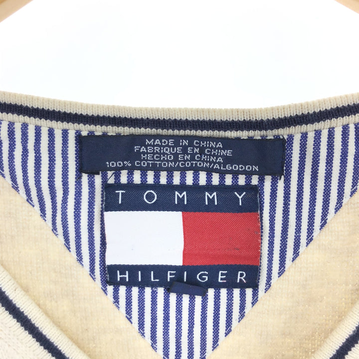 00'S Tommy Hilfiger V-neck cotton knit vest XL cotton ivory Vintage Second Hand