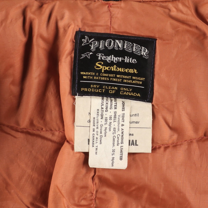 Vintage 1980'S Pioneer goose down parka, made in Canada, men's size XL cotton orange type Vintage Second Hand