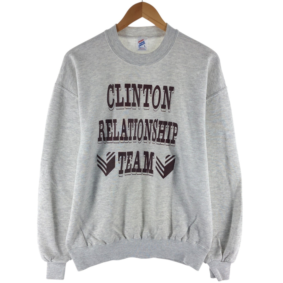 Vintage 90'S Jerzees printed sweatshirt, made in the USA, size L, men's cotton gray type Vintage Second Hand