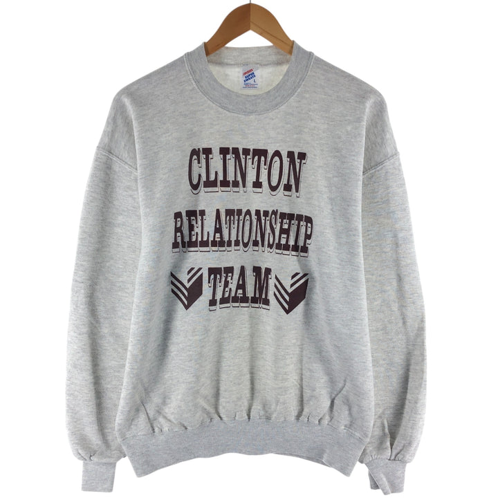 Vintage 90'S Jerzees printed sweatshirt, made in the USA, size L, men's cotton gray type Vintage Second Hand