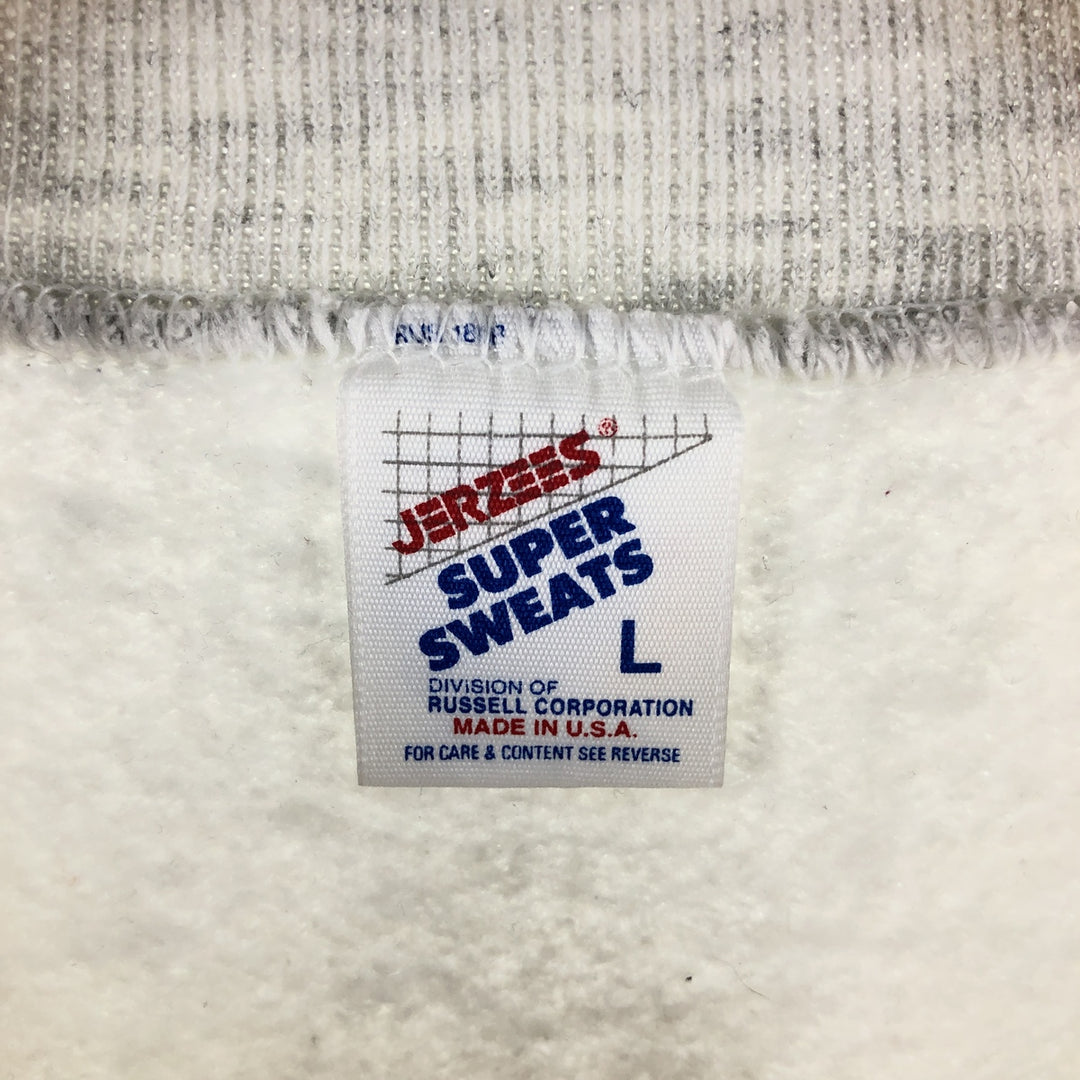 Vintage 90'S Jerzees printed sweatshirt, made in the USA, size L, men's cotton gray type Vintage Second Hand