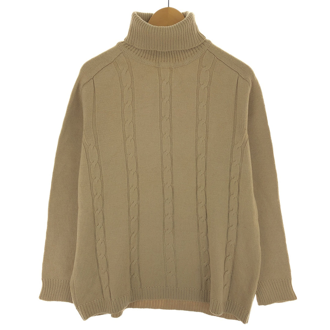 Cable knit turtleneck wool knit sweater, men's size M / eaa455034