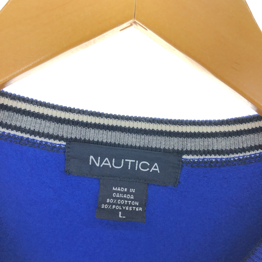 NAUTICA One Point Logo Sweatshirt Trainer Made in Canada Men's L Size Vintage /eaa455138