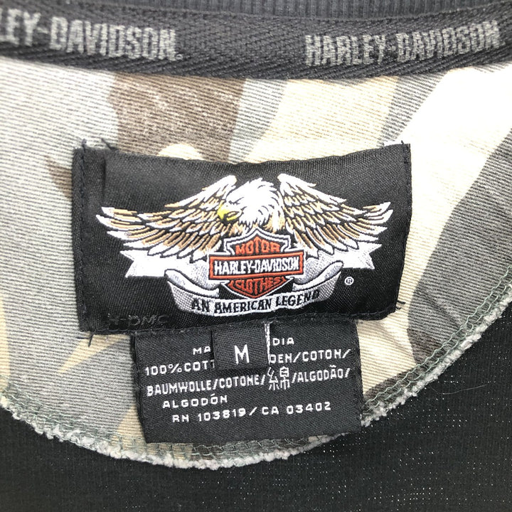 Harley-Davidson Henley Neck Advertising Sweatshirt Trainer Men's M size / eaa455173