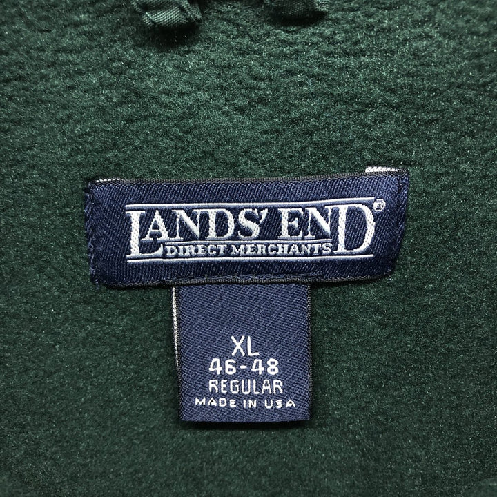 Vintage 90'S Lands' End fleece jacket, made in the USA, men's size XL polyester green type Vintage Second Hand