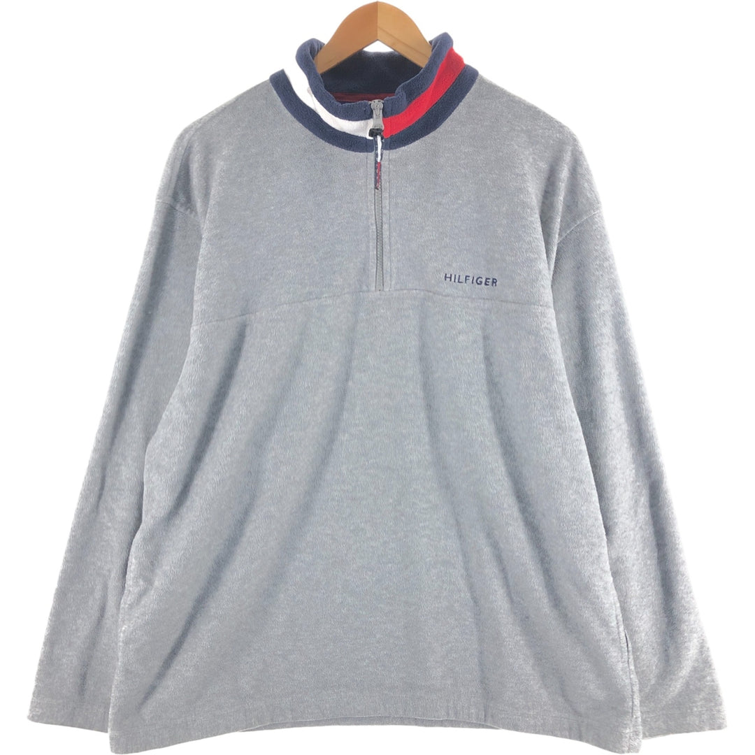 Vintage 90'S Tommy Hilfiger half-zip fleece pullover, men's size L polyester gray type Vintage Second Hand