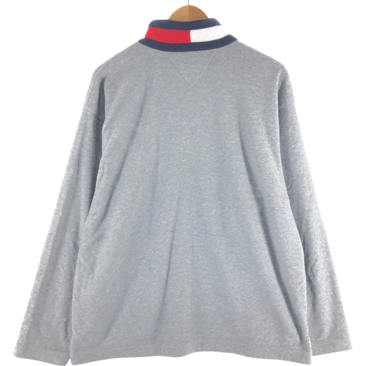 Vintage 90'S Tommy Hilfiger half-zip fleece pullover, men's size L polyester gray type Vintage Second Hand