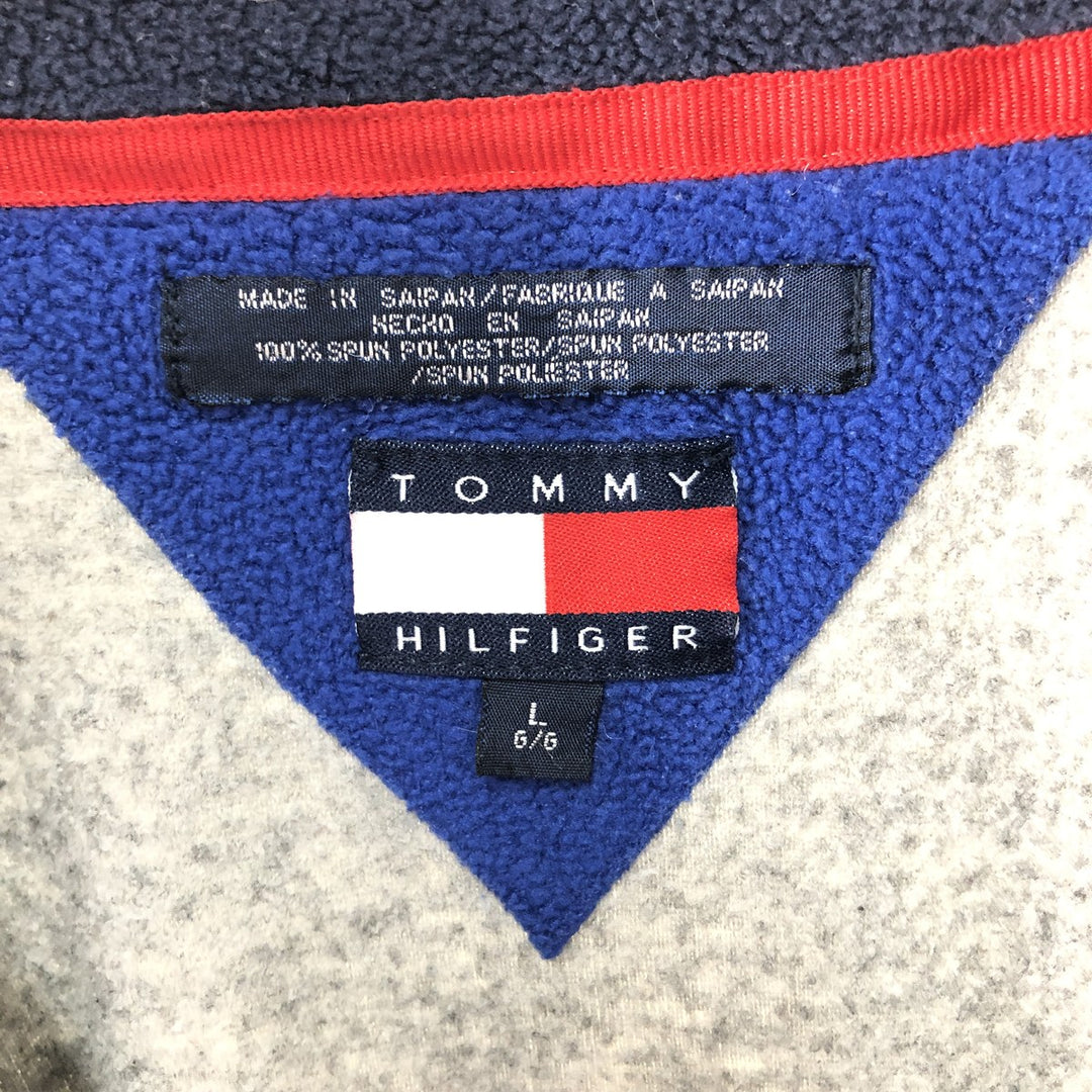 Vintage 90'S Tommy Hilfiger half-zip fleece pullover, men's size L polyester gray type Vintage Second Hand