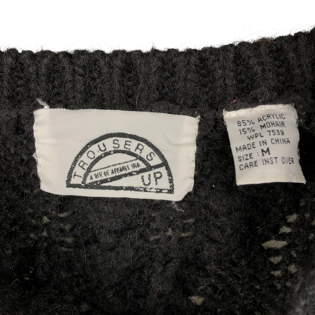 TROUSERS UP Mohair Blend Cable Knit Acrylic Knit Sweater, Men's Size Medium acrylic black type Vintage Second Hand