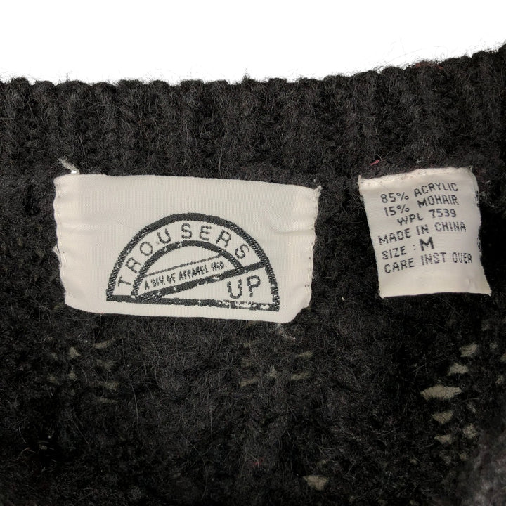 TROUSERS UP Mohair Blend Cable Knit Acrylic Knit Sweater, Men's Size Medium acrylic black type Vintage Second Hand