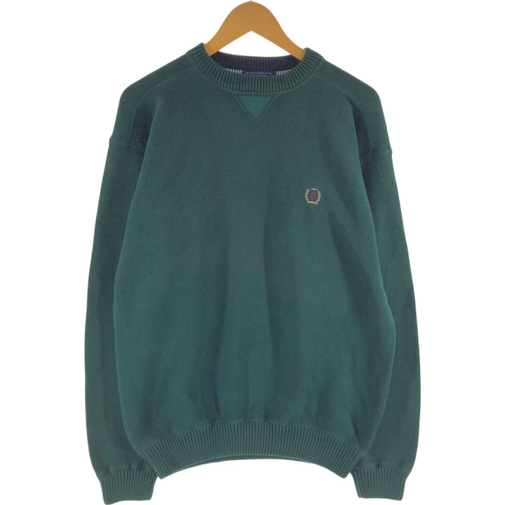 Tommy Hilfiger Cotton Knit Sweater, Men's Size L cotton Green type dark green Vintage Second Hand