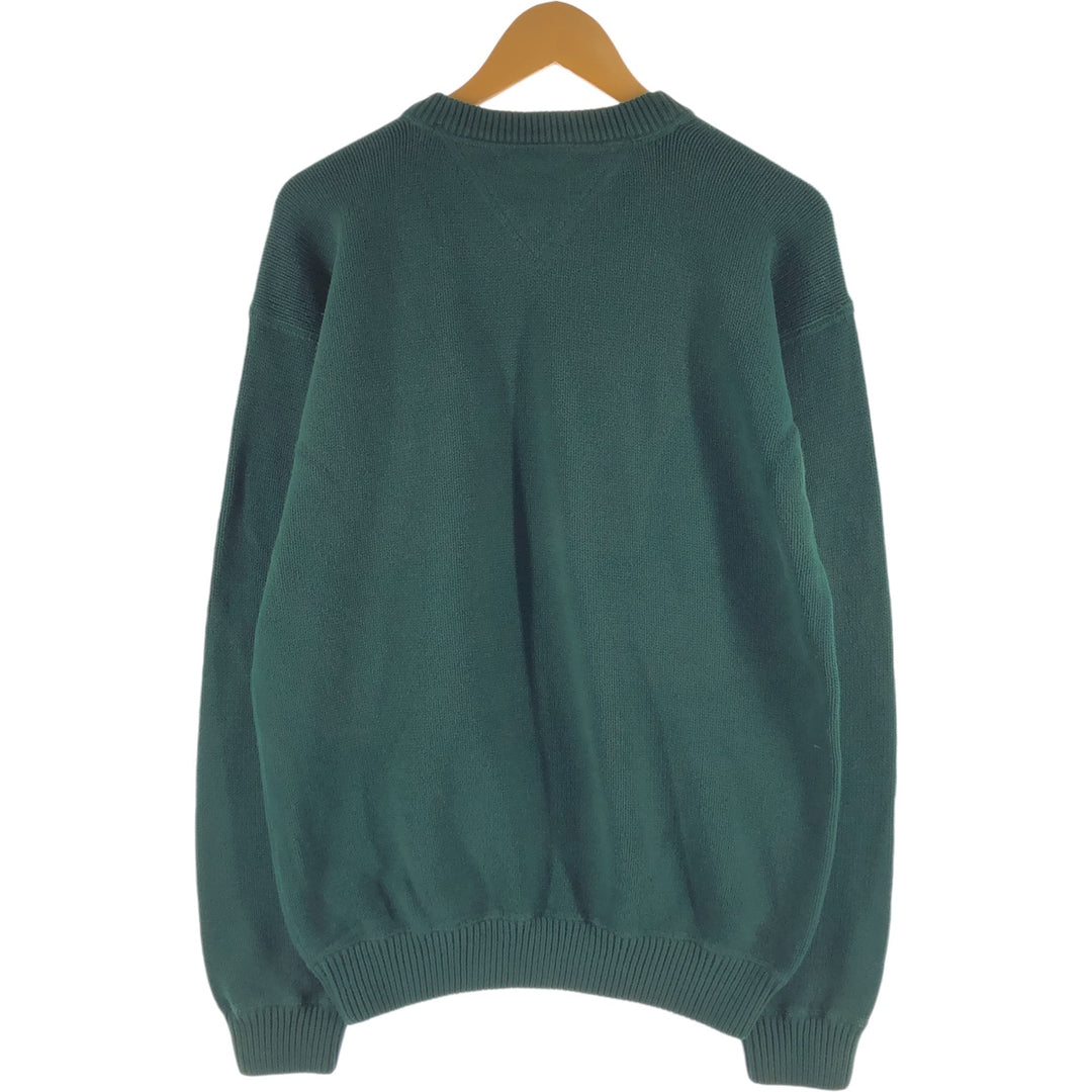 Tommy Hilfiger Cotton Knit Sweater, Men's Size L cotton Green type dark green Vintage Second Hand